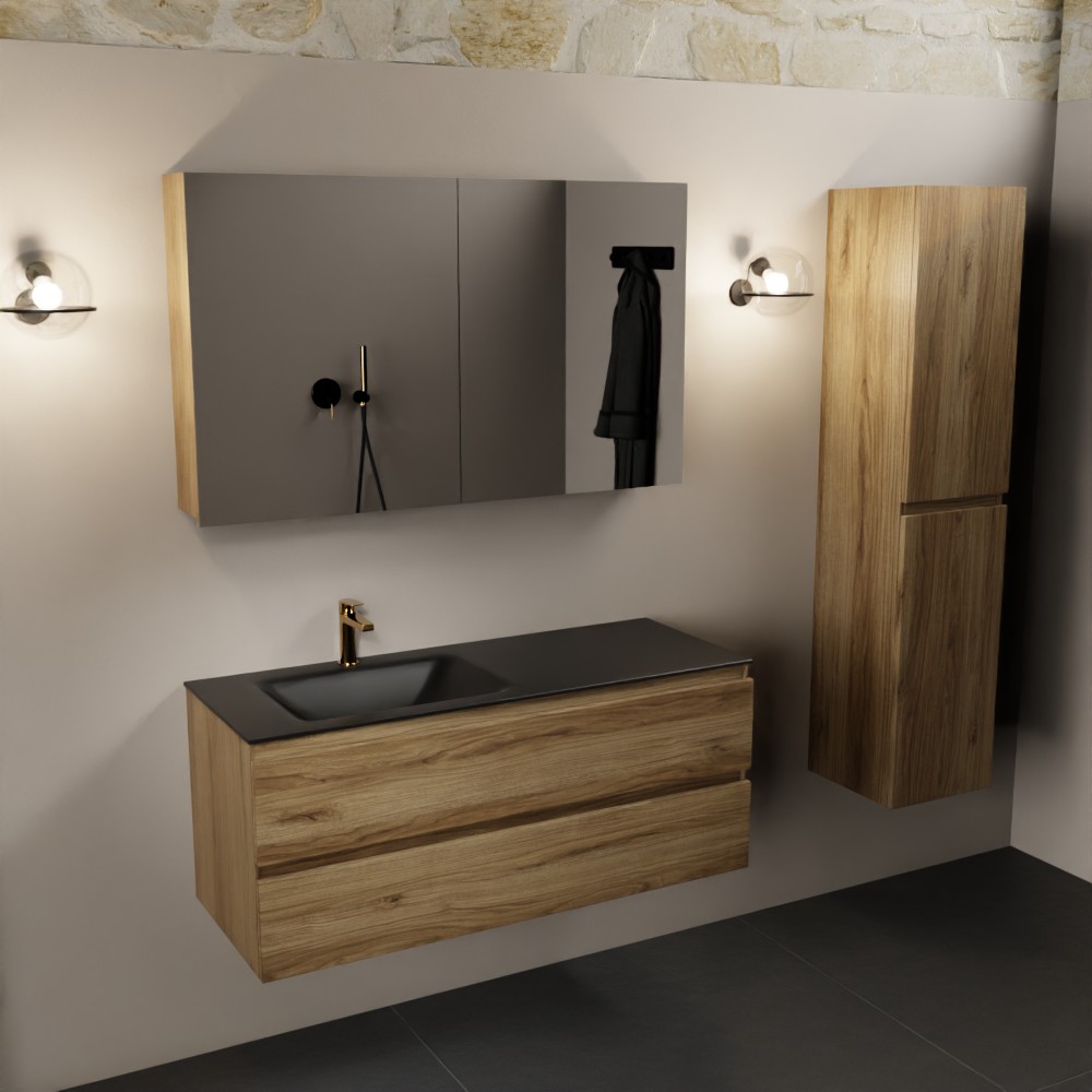 MONDIAZ AIVY 120cm mueble de baño Chai. Lavabo Urban Solid surface Izquierda 1 orificio y armario con espejo. 2 MONDIAZ AIVY 120cm mueble de baño Chai. Lavabo Urban Solid surface Izquierda 1 orificio y armario con espejo. - Imagen 2