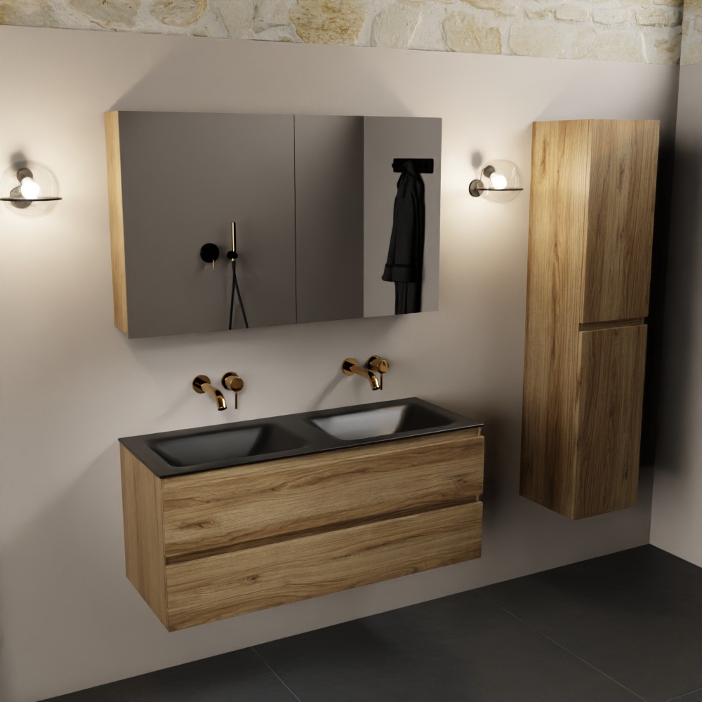 MONDIAZ AIVY 120cm mueble de baño Chai. Lavabo Urban Solid surface Doble sin orificio y armario con espejo. 2 MONDIAZ AIVY 120cm mueble de baño Chai. Lavabo Urban Solid surface Doble sin orificio y armario con espejo. - Imagen 2