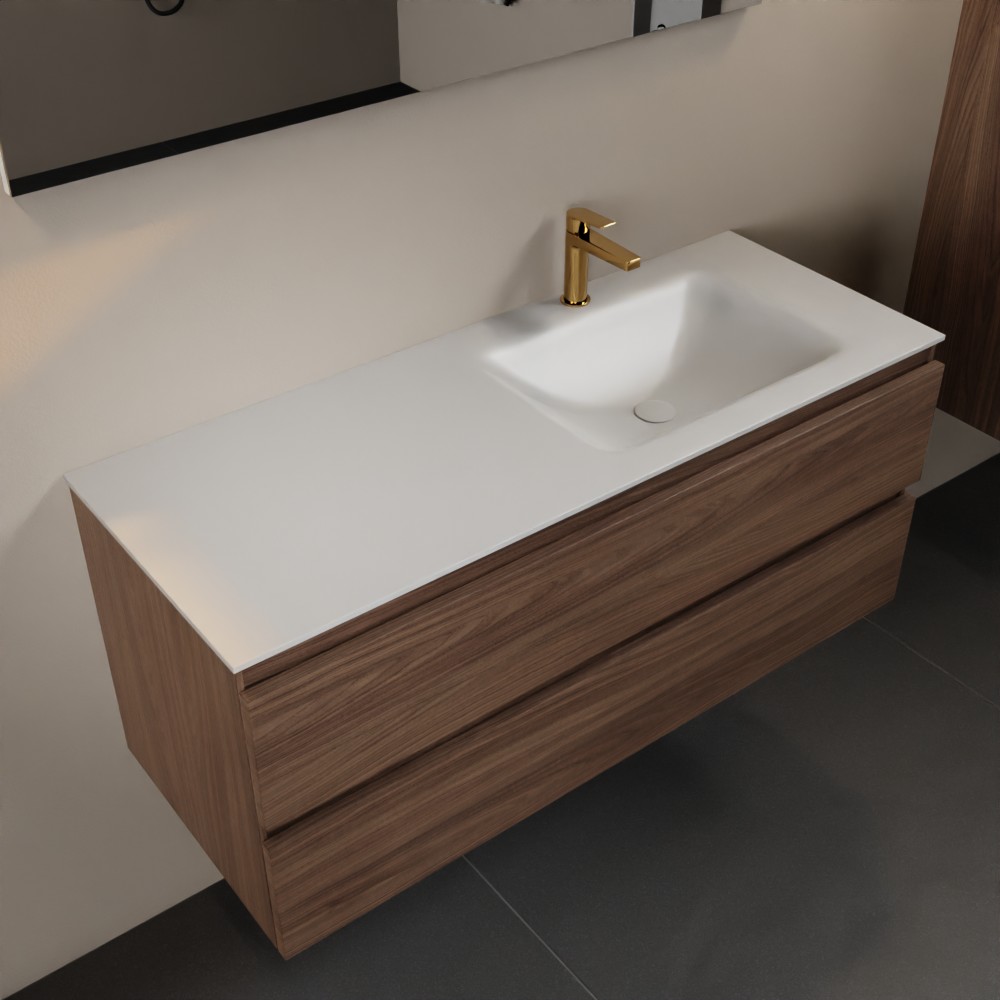 MONDIAZ AIVY 120cm mueble de baño Mocha. Lavabo Talc Solid surface Derecho 1 orificio. 1 MONDIAZ AIVY 120cm mueble de baño Mocha. Lavabo Talc Solid surface Derecho 1 orificio.