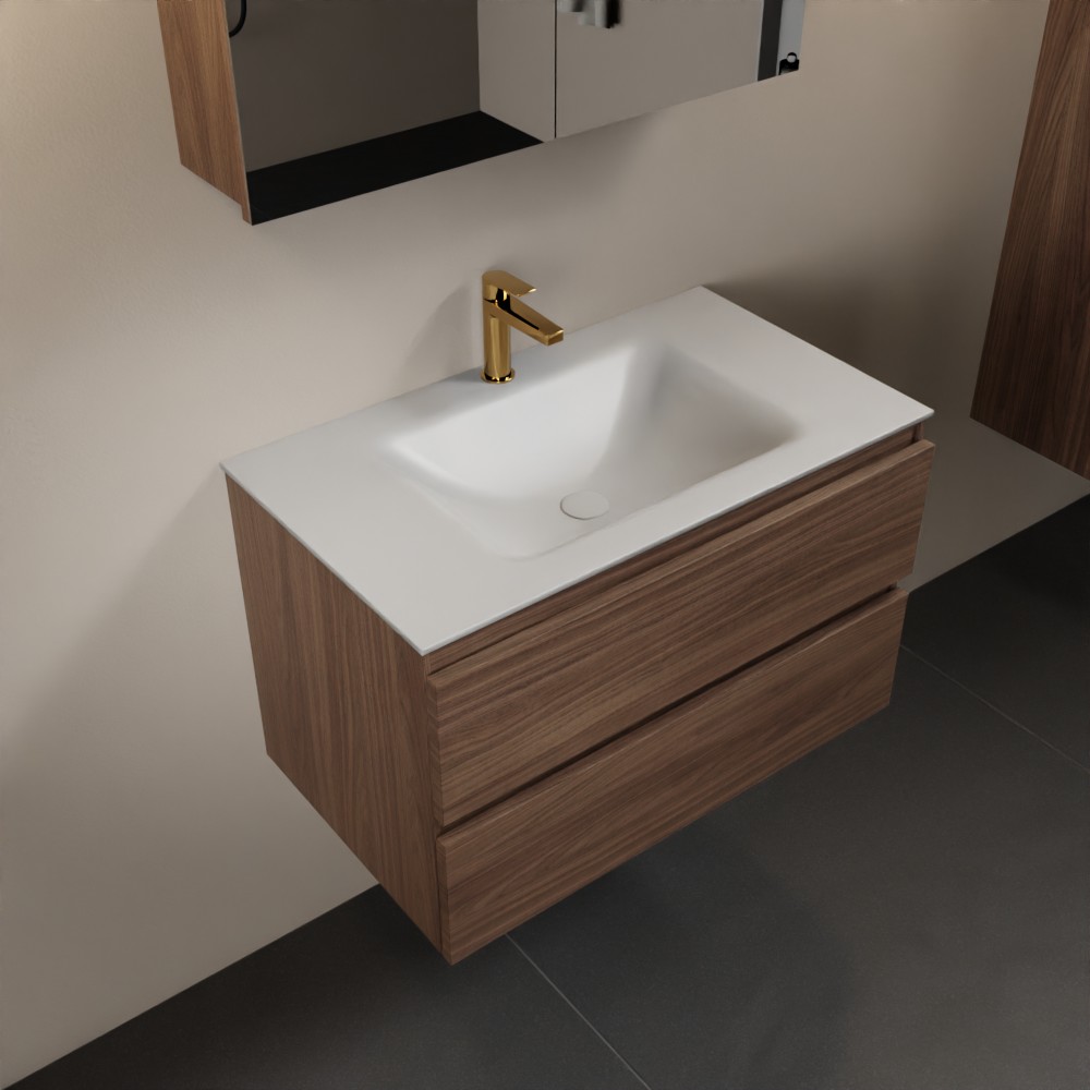MONDIAZ AIVY 80cm mueble de baño Mocha. Lavabo Talc Solid surface Centro 1 orificio y armario con espejo. 1 MONDIAZ AIVY 80cm mueble de baño Mocha. Lavabo Talc Solid surface Centro 1 orificio y armario con espejo.