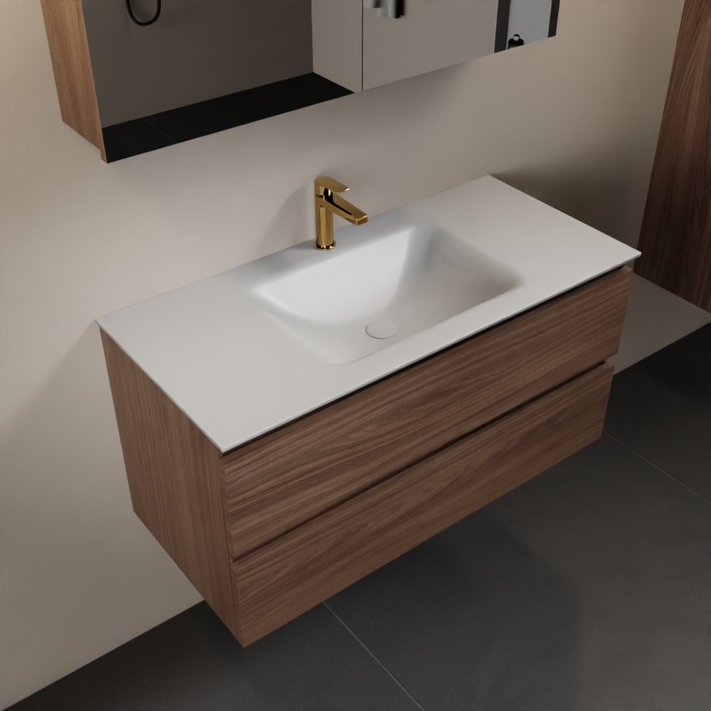 MONDIAZ AIVY 100cm mueble de baño Mocha. Lavabo Talc Solid surface Centro 1 orificio y armario con espejo. 1 MONDIAZ AIVY 100cm mueble de baño Mocha. Lavabo Talc Solid surface Centro 1 orificio y armario con espejo.