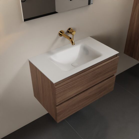 MONDIAZ AIVY 80cm mueble de baño Mocha. Lavabo Talc Solid surface Centro sin orificio.