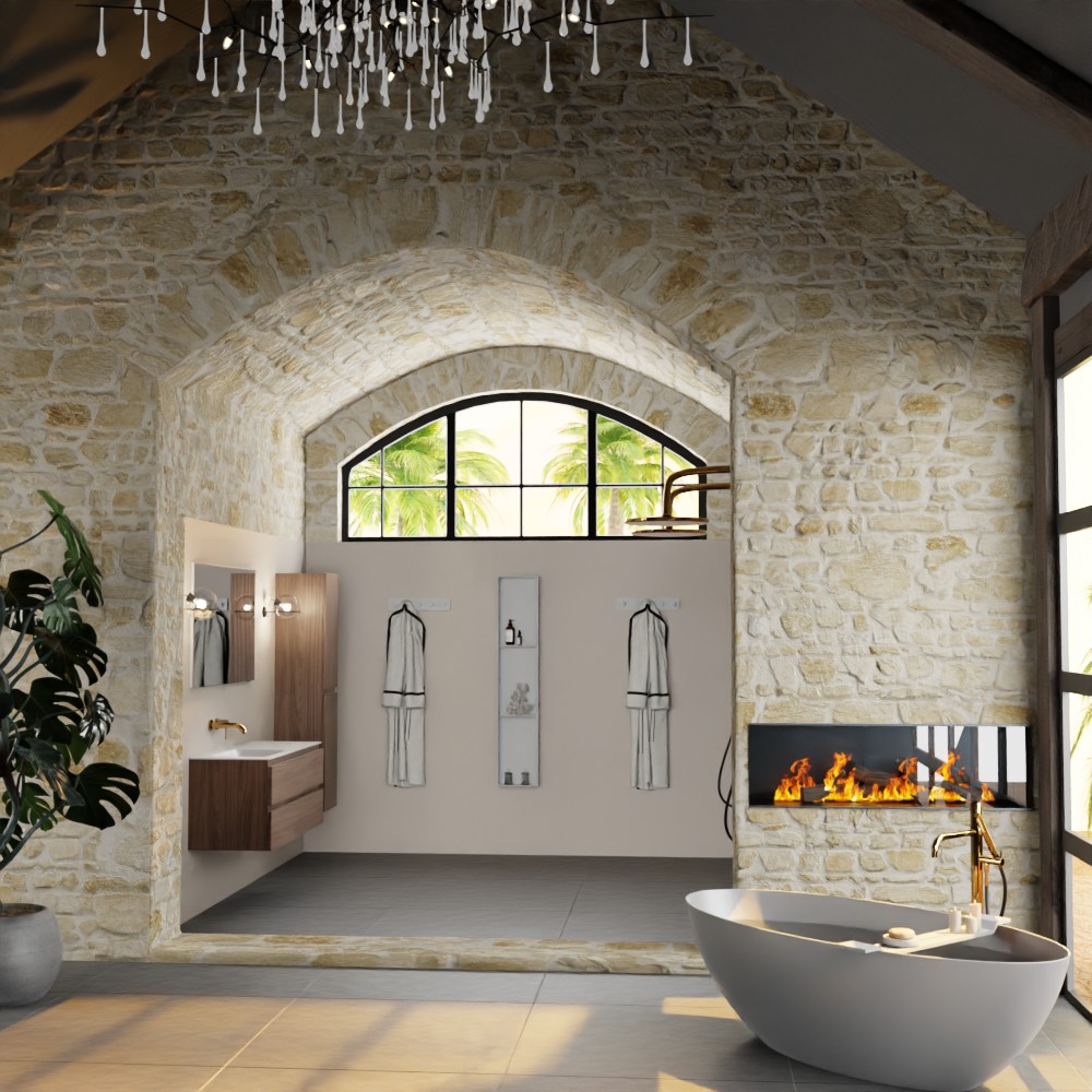 MONDIAZ AIVY 120cm mueble de baño Mocha. Lavabo Talc solid surface Izquierda sin orificio con espejo. 3 MONDIAZ AIVY 120cm mueble de baño Mocha. Lavabo Talc solid surface Izquierda sin orificio con espejo. - Imagen 3