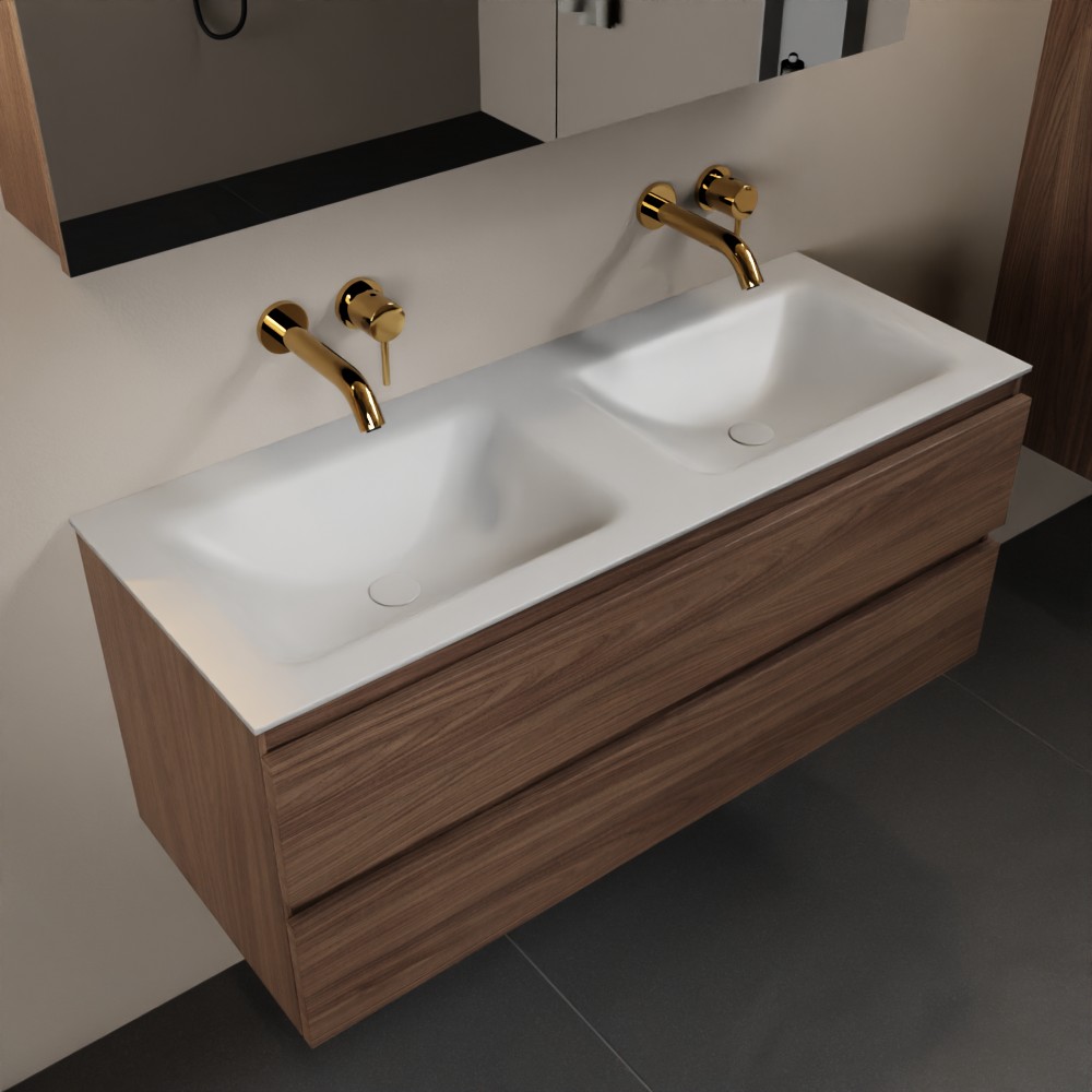 MONDIAZ AIVY 120cm mueble de baño Mocha. Lavabo Talc Solid surface Doble sin orificio y armario con espejo. 1 MONDIAZ AIVY 120cm mueble de baño Mocha. Lavabo Talc Solid surface Doble sin orificio y armario con espejo.