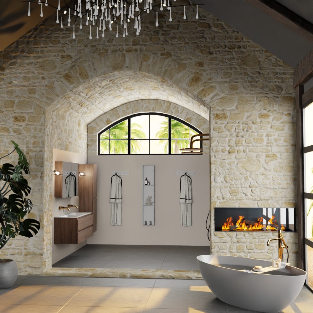 MONDIAZ AIVY 120cm mueble de baño Mocha. Lavabo Talc Solid surface Doble sin orificio y armario con espejo. 3 MONDIAZ AIVY 120cm mueble de baño Mocha. Lavabo Talc Solid surface Doble sin orificio y armario con espejo. - Imagen 3