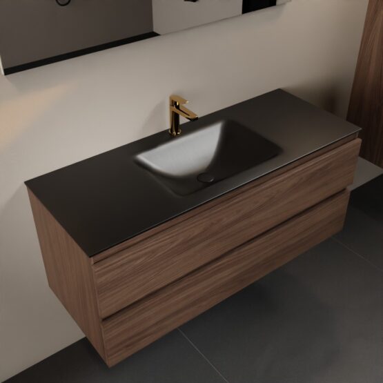 MONDIAZ AIVY 120cm mueble de baño Mocha. Lavabo Urban Solid surface Centro 1 orificio.