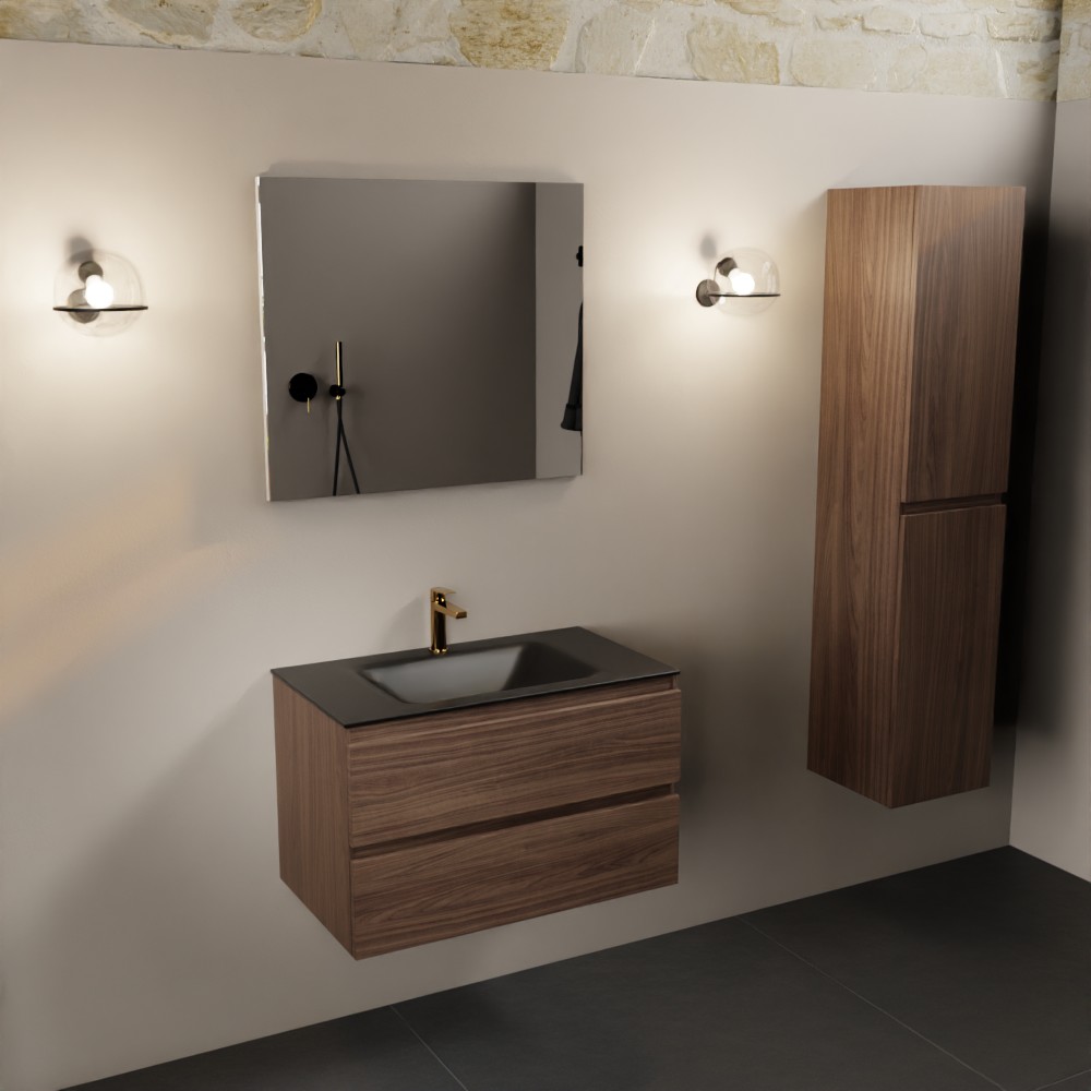 MONDIAZ AIVY 80cm mueble de baño Mocha. Lavabo Urban Solid surface Centro 1 orificio. 2 MONDIAZ AIVY 80cm mueble de baño Mocha. Lavabo Urban Solid surface Centro 1 orificio. - Imagen 2