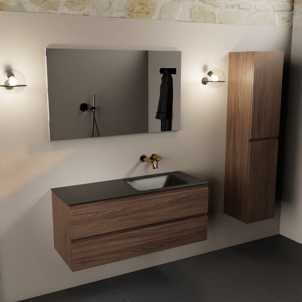 MONDIAZ AIVY 120cm mueble de baño Mocha. Lavabo Urban Solid surface Derecho sin orificio. 2 MONDIAZ AIVY 120cm mueble de baño Mocha. Lavabo Urban Solid surface Derecho sin orificio. - Imagen 2
