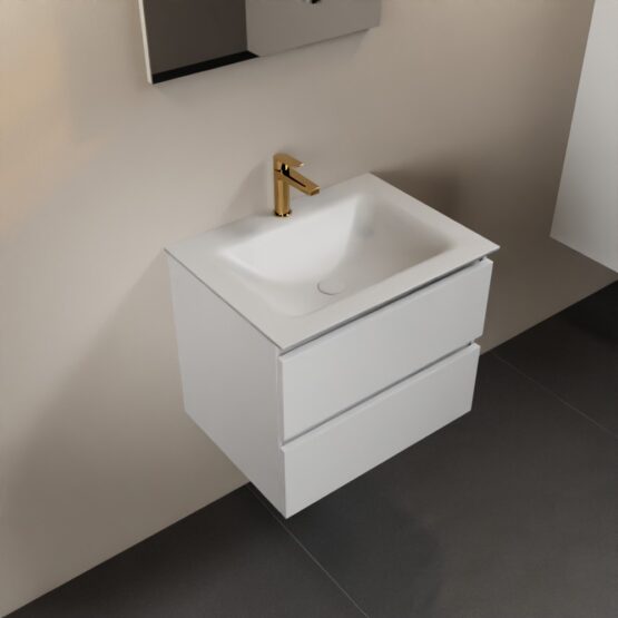MONDIAZ AIVY 60cm mueble de baño Talc. Lavabo Talc Solid surface Centro 1 orificio.