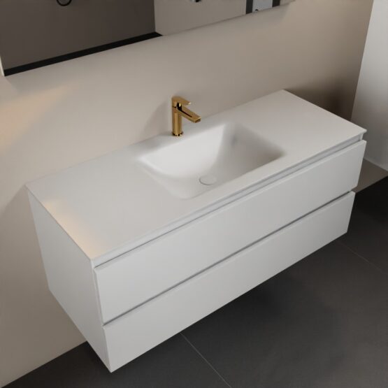 MONDIAZ AIVY 120cm mueble de baño Talc. Lavabo Talc Solid surface Centro 1 orificio.