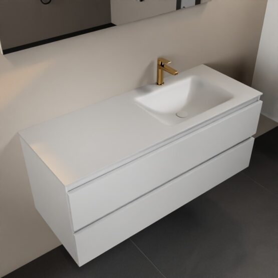 MONDIAZ AIVY 120cm mueble de baño Talc. Lavabo Talc Solid surface Derecho 1 orificio.