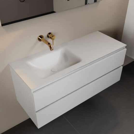 MONDIAZ AIVY 120cm mueble de baño Talc. Lavabo Talc Solid surface Izquierda sin orificio.