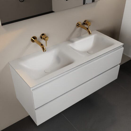 MONDIAZ AIVY 120cm mueble de baño Talc. Lavabo Talc Solid surface Doble sin orificio.
