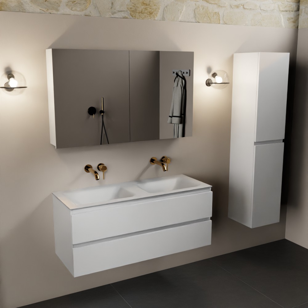 MONDIAZ AIVY 120cm mueble de baño Talc. Lavabo Talc Solid surface Doble sin orificio y armario con espejo. 2 MONDIAZ AIVY 120cm mueble de baño Talc. Lavabo Talc Solid surface Doble sin orificio y armario con espejo. - Imagen 2
