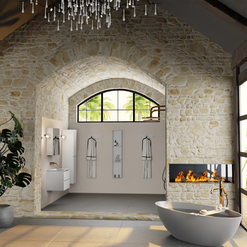 MONDIAZ AIVY 60cm mueble de baño Talc. Lavabo Talc Solid surface Centro sin orificio y armario con espejo. 3 MONDIAZ AIVY 60cm mueble de baño Talc. Lavabo Talc Solid surface Centro sin orificio y armario con espejo. - Imagen 3