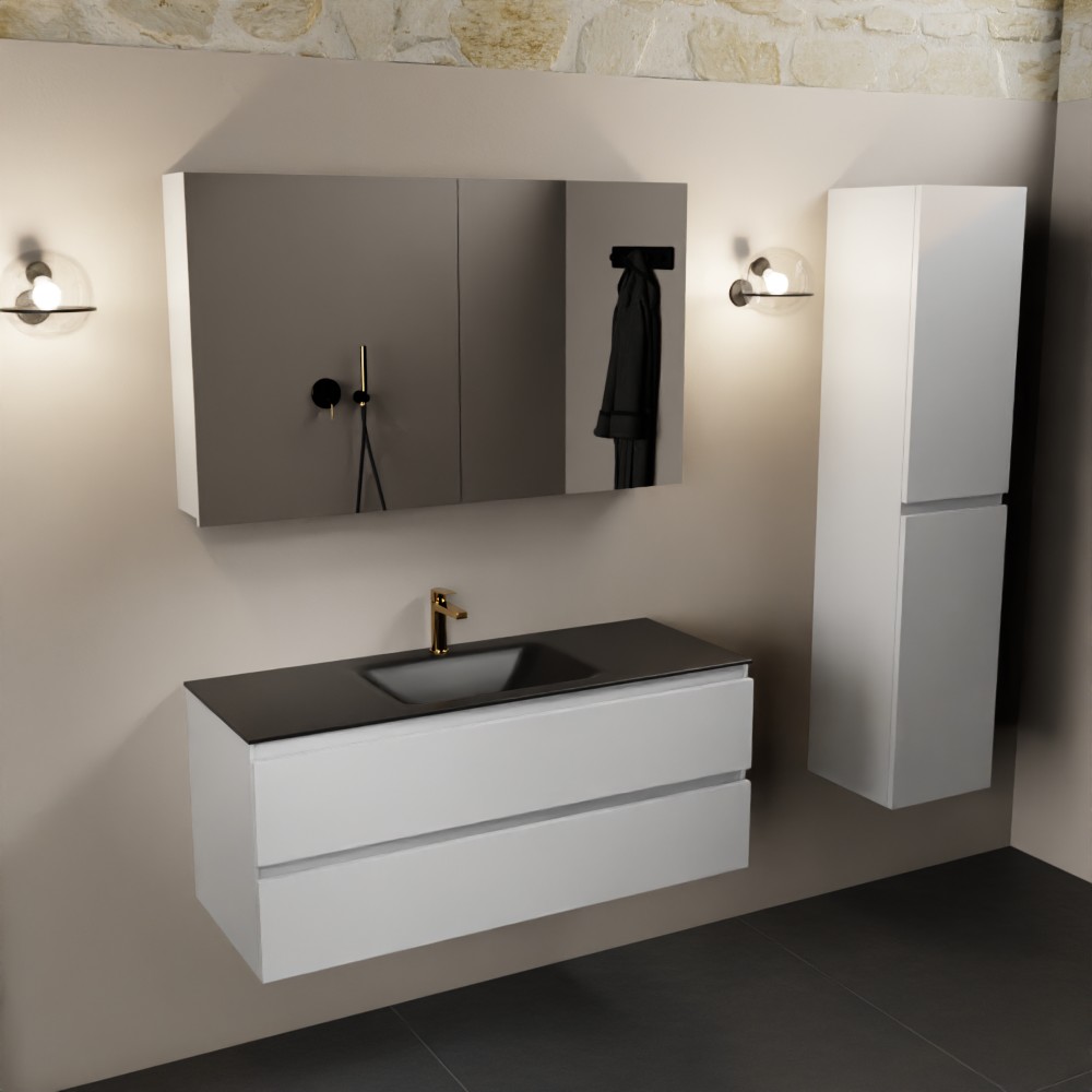 MONDIAZ AIVY 120cm mueble de baño Talc. Lavabo Urban Solid surface Centro 1 orificio y armario con espejo. 2 MONDIAZ AIVY 120cm mueble de baño Talc. Lavabo Urban Solid surface Centro 1 orificio y armario con espejo. - Imagen 2