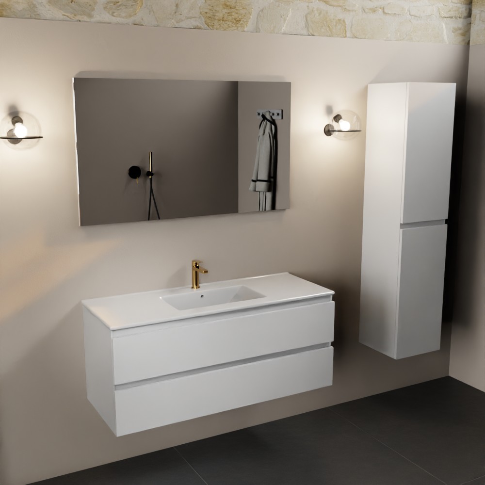 MONDIAZ AIVY 120cm mueble de baño Talc. Lavabo blanco brillo cerámica Centro 1 orificio con espejo. 2 MONDIAZ AIVY 120cm mueble de baño Talc. Lavabo blanco brillo cerámica Centro 1 orificio con espejo. - Imagen 2
