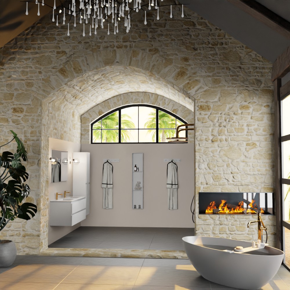 MONDIAZ AIVY 120cm mueble de baño Talc. Lavabo blanco brillo cerámica Doble 2 orificios con espejo. 3 MONDIAZ AIVY 120cm mueble de baño Talc. Lavabo blanco brillo cerámica Doble 2 orificios con espejo. - Imagen 3