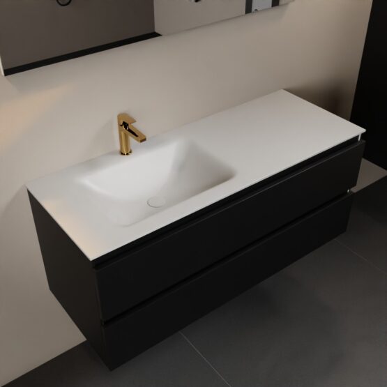 MONDIAZ AIVY 120cm mueble de baño Urban. Lavabo Talc Solid surface Izquierda 1 orificio.