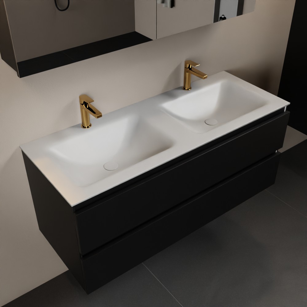 MONDIAZ AIVY 120cm mueble de baño Urban. Lavabo Talc Solid surface Doble 2 orificios y armario con espejo. 1 MONDIAZ AIVY 120cm mueble de baño Urban. Lavabo Talc Solid surface Doble 2 orificios y armario con espejo.