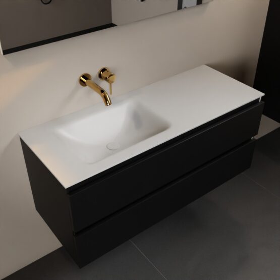 MONDIAZ AIVY 120cm mueble de baño Urban. Lavabo Talc Solid surface Izquierda sin orificio.