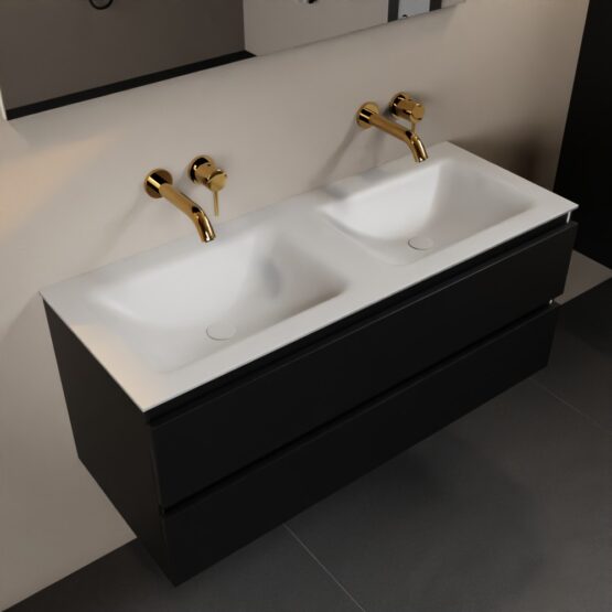 MONDIAZ AIVY 120cm mueble de baño Urban. Lavabo Talc Solid surface Doble sin orificio.