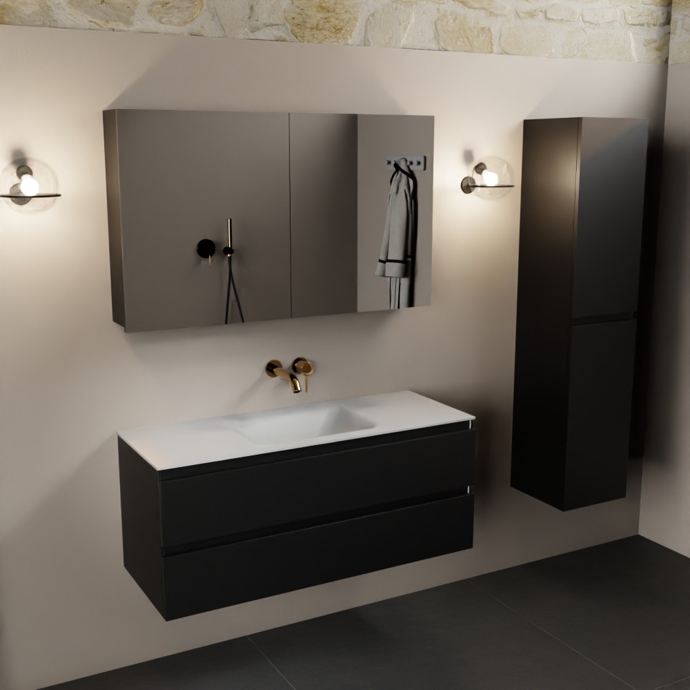 MONDIAZ AIVY 120cm mueble de baño Urban. Lavabo Talc Solid surface Centro sin orificio y armario con espejo. 2 MONDIAZ AIVY 120cm mueble de baño Urban. Lavabo Talc Solid surface Centro sin orificio y armario con espejo. - Imagen 2