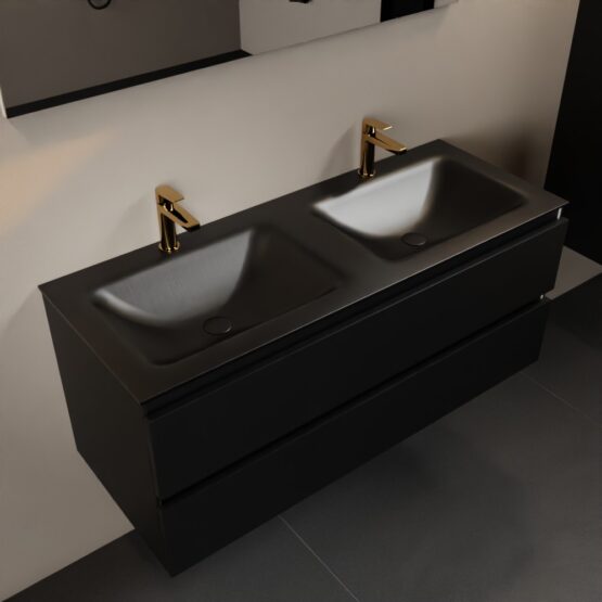 MONDIAZ AIVY 120cm mueble de baño Urban. Lavabo Urban Solid surface Doble 2 orificios.