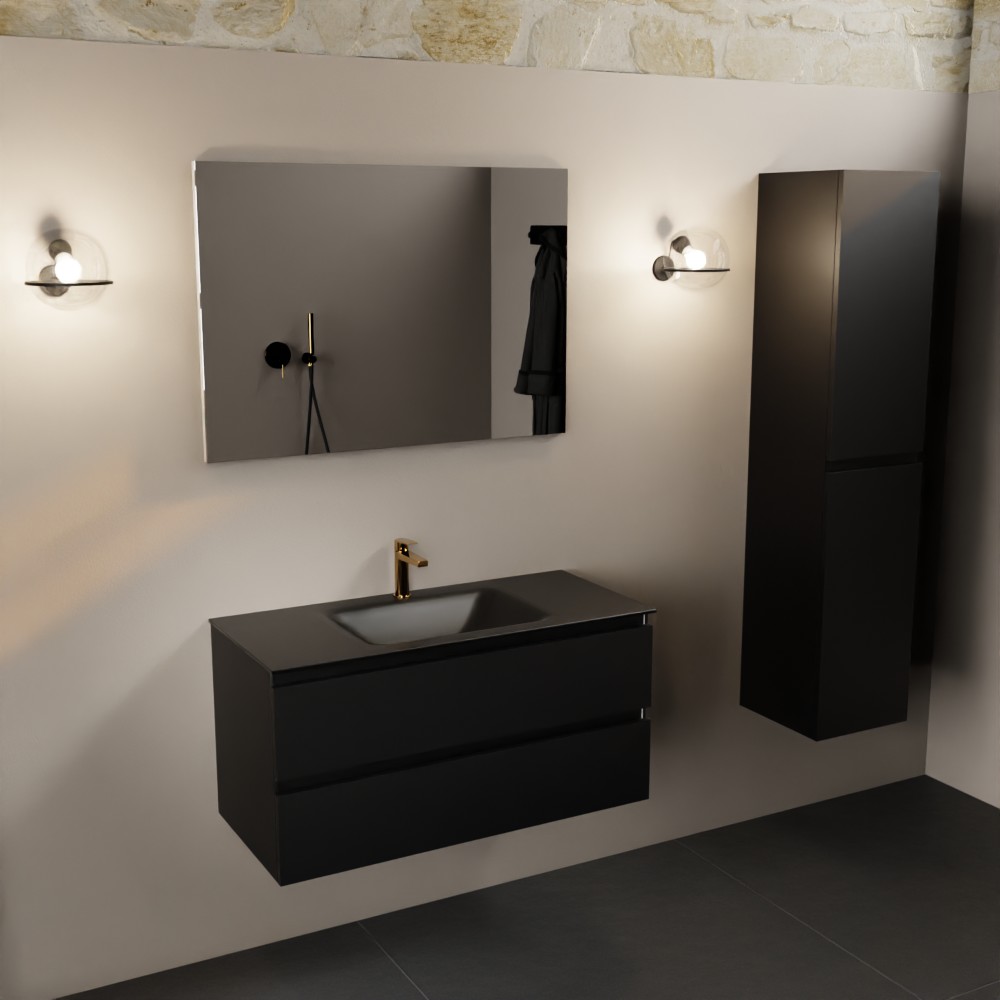 MONDIAZ AIVY 100cm mueble de baño Urban. Lavabo Urban solid surface Centro 1 orificio con espejo. 2 MONDIAZ AIVY 100cm mueble de baño Urban. Lavabo Urban solid surface Centro 1 orificio con espejo. - Imagen 2