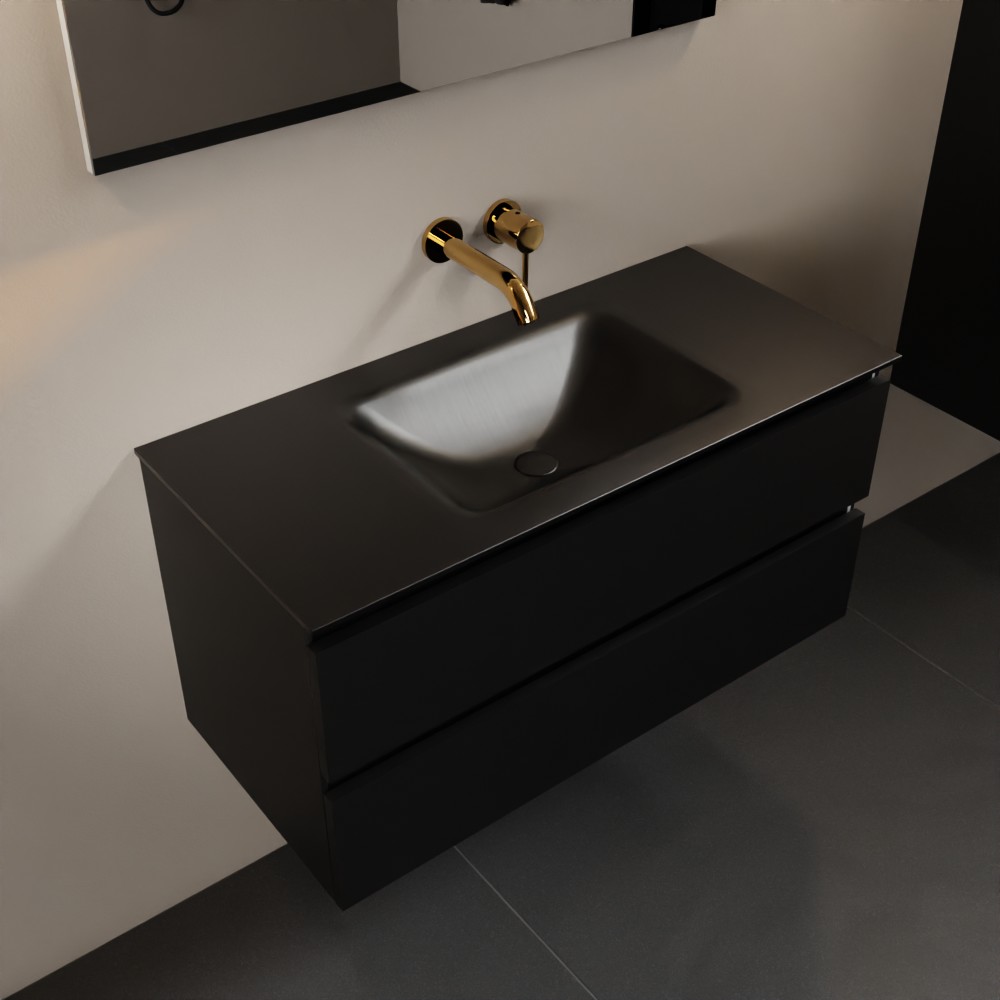 MONDIAZ AIVY 100cm mueble de baño Urban. Lavabo Urban solid surface Centro sin orificio con espejo. 1 MONDIAZ AIVY 100cm mueble de baño Urban. Lavabo Urban Solid surface Centro sin orificio.