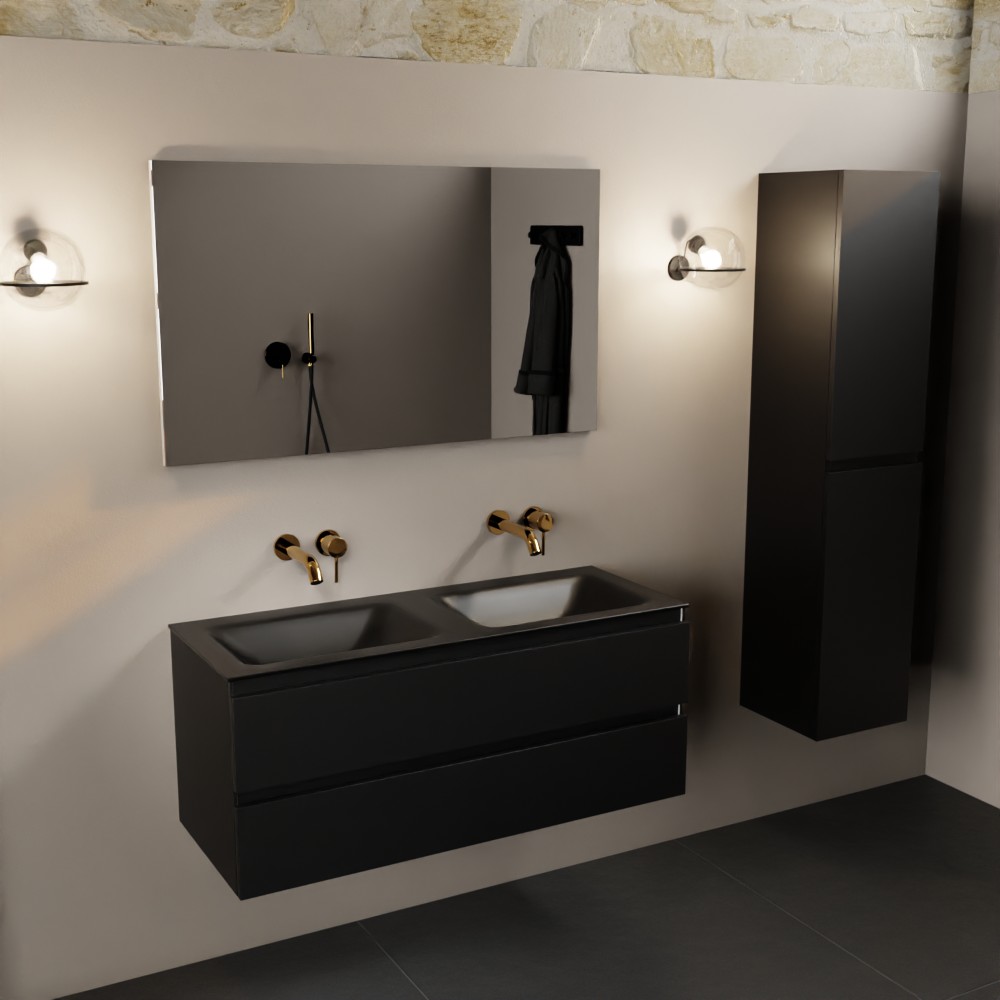 MONDIAZ AIVY 120cm mueble de baño Urban. Lavabo Urban Solid surface Doble sin orificio. 2 MONDIAZ AIVY 120cm mueble de baño Urban. Lavabo Urban Solid surface Doble sin orificio. - Imagen 2