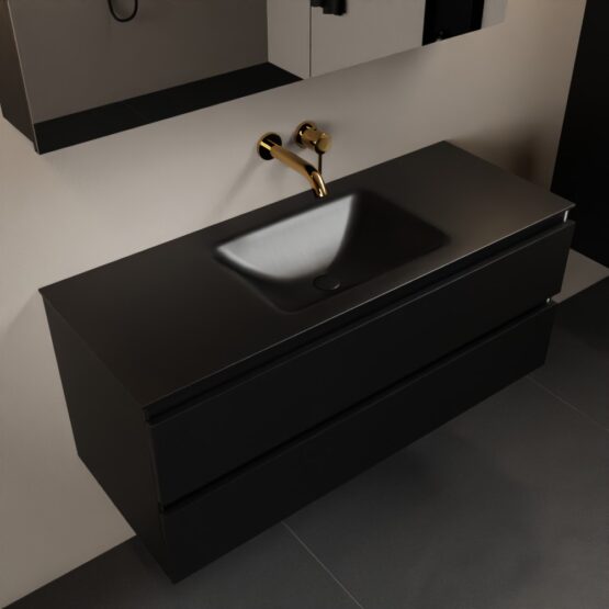 MONDIAZ AIVY 120cm mueble de baño Urban. Lavabo Urban Solid surface Centro sin orificio y armario con espejo.