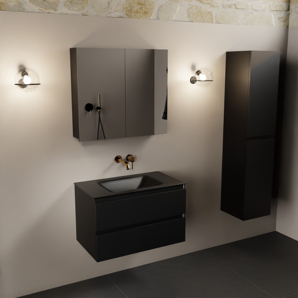 MONDIAZ AIVY 80cm mueble de baño Urban. Lavabo Urban Solid surface Centro sin orificio y armario con espejo. 2 MONDIAZ AIVY 80cm mueble de baño Urban. Lavabo Urban Solid surface Centro sin orificio y armario con espejo. - Imagen 2