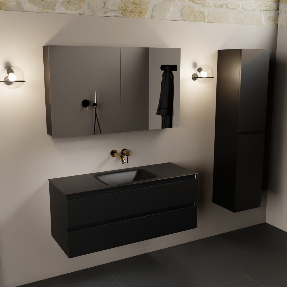 MONDIAZ AIVY 120cm mueble de baño Urban. Lavabo Urban Solid surface Centro sin orificio y armario con espejo. 2 MONDIAZ AIVY 120cm mueble de baño Urban. Lavabo Urban Solid surface Centro sin orificio y armario con espejo. - Imagen 2