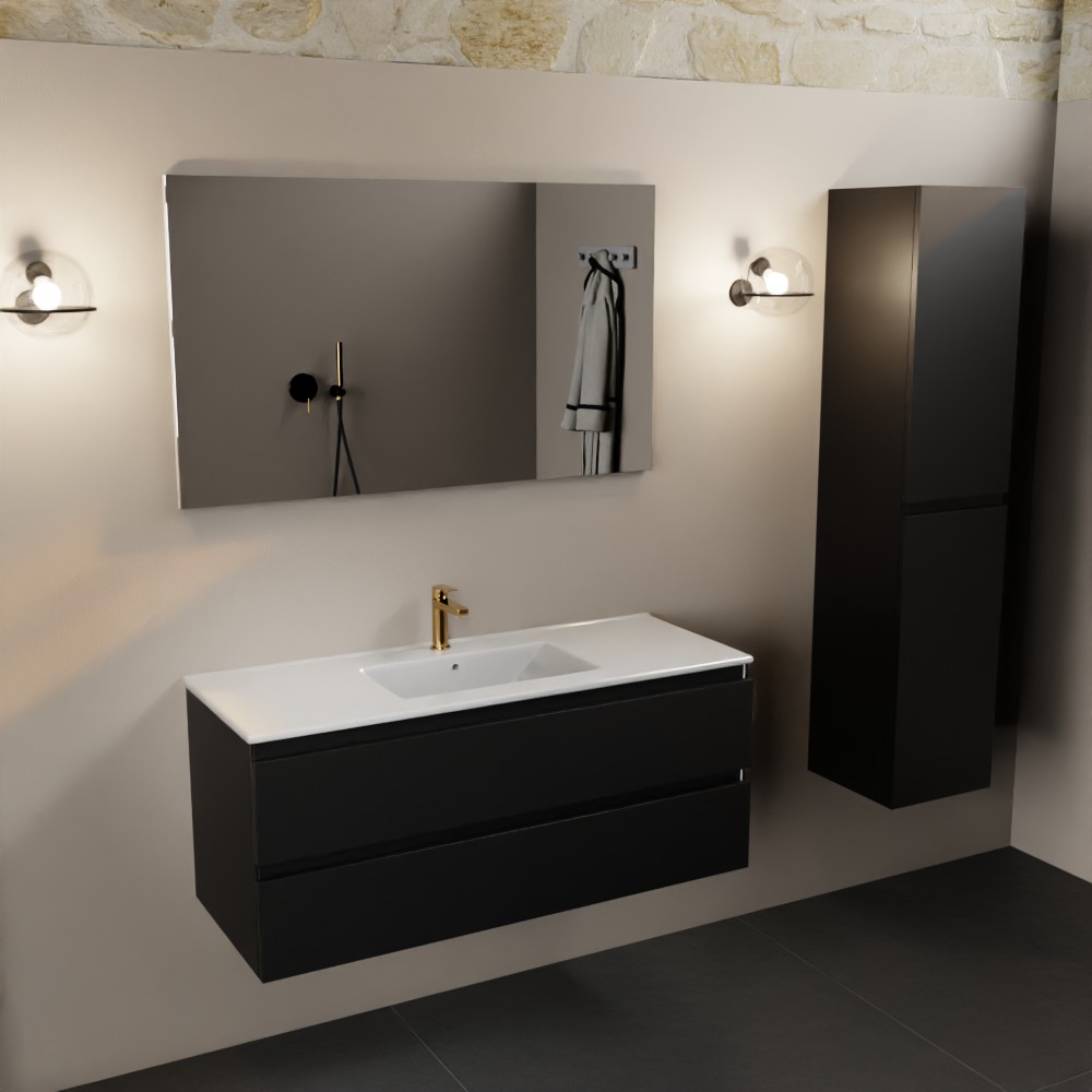 MONDIAZ AIVY 120cm mueble de baño Urban. Lavabo blanco brillo cerámica Centro 1 orificio con espejo. 2 MONDIAZ AIVY 120cm mueble de baño Urban. Lavabo blanco brillo cerámica Centro 1 orificio con espejo. - Imagen 2