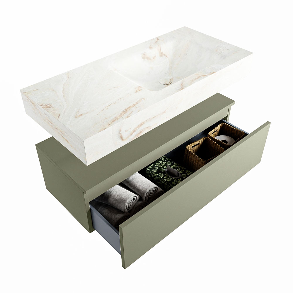 MONDIAZ ALAN-DLUX 100cm mueble de baño Army 1 cajón. Lavabo CLOUD Derecho 1 orificio color Frappe. 6 MONDIAZ ALAN-DLUX 100cm mueble de baño Army 1 cajón. Lavabo CLOUD Derecho 1 orificio color Frappe. - Imagen 6