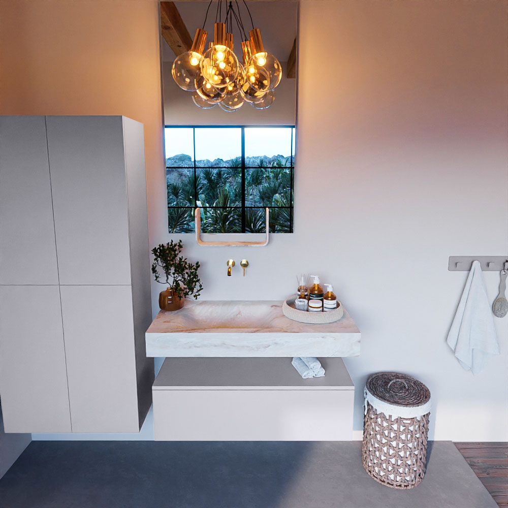 MONDIAZ ALAN-DLUX 100cm mueble de baño Cale 1 cajón. Lavabo CLOUD Izquierda sin orificios color Frappe. 2 MONDIAZ ALAN-DLUX 100cm mueble de baño Cale 1 cajón. Lavabo CLOUD Izquierda sin orificios color Frappe. - Imagen 2