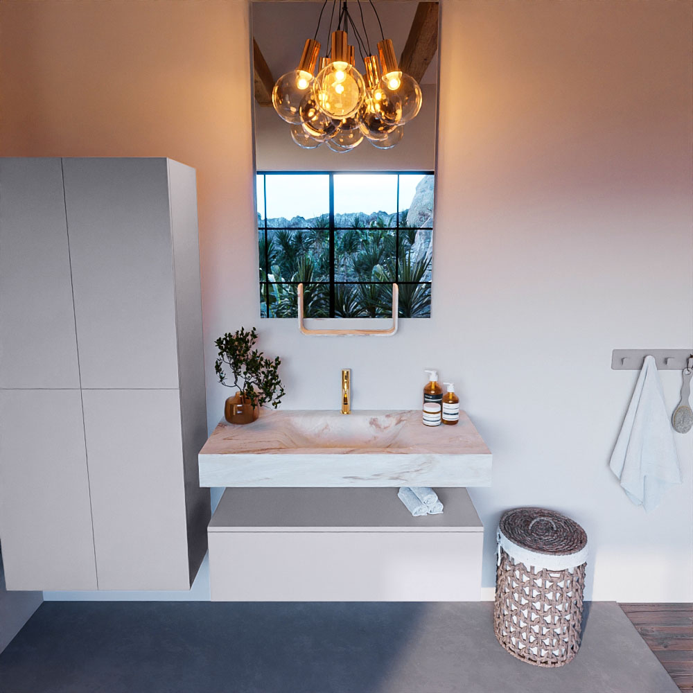 MONDIAZ ALAN-DLUX 100cm mueble de baño Cale 1 cajón. Lavabo CLOUD Centro 1 orificio color Frappe. 2 MONDIAZ ALAN-DLUX 100cm mueble de baño Cale 1 cajón. Lavabo CLOUD Centro 1 orificio color Frappe. - Imagen 2