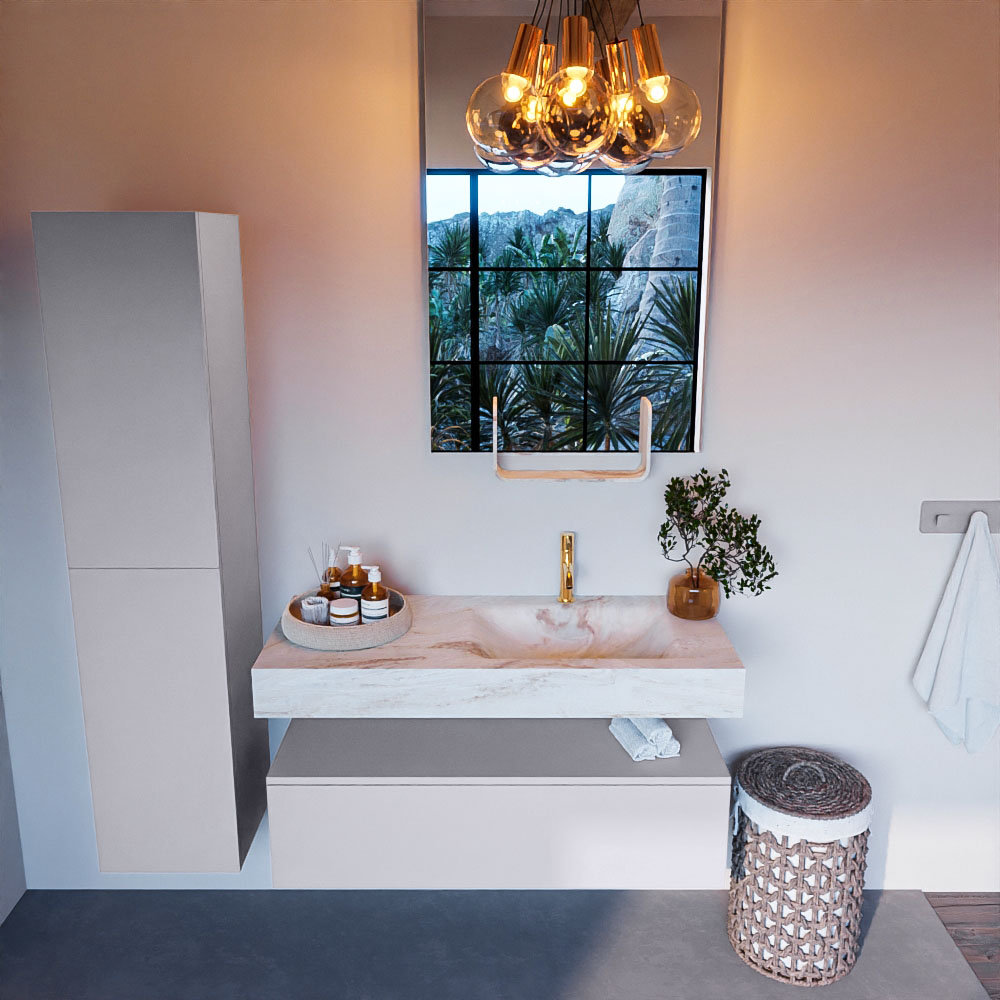 MONDIAZ ALAN-DLUX 110cm mueble de baño Cale 1 cajón. Lavabo CLOUD Derecho 1 orificio color Frappe. 2 MONDIAZ ALAN-DLUX 110cm mueble de baño Cale 1 cajón. Lavabo CLOUD Derecho 1 orificio color Frappe. - Imagen 2