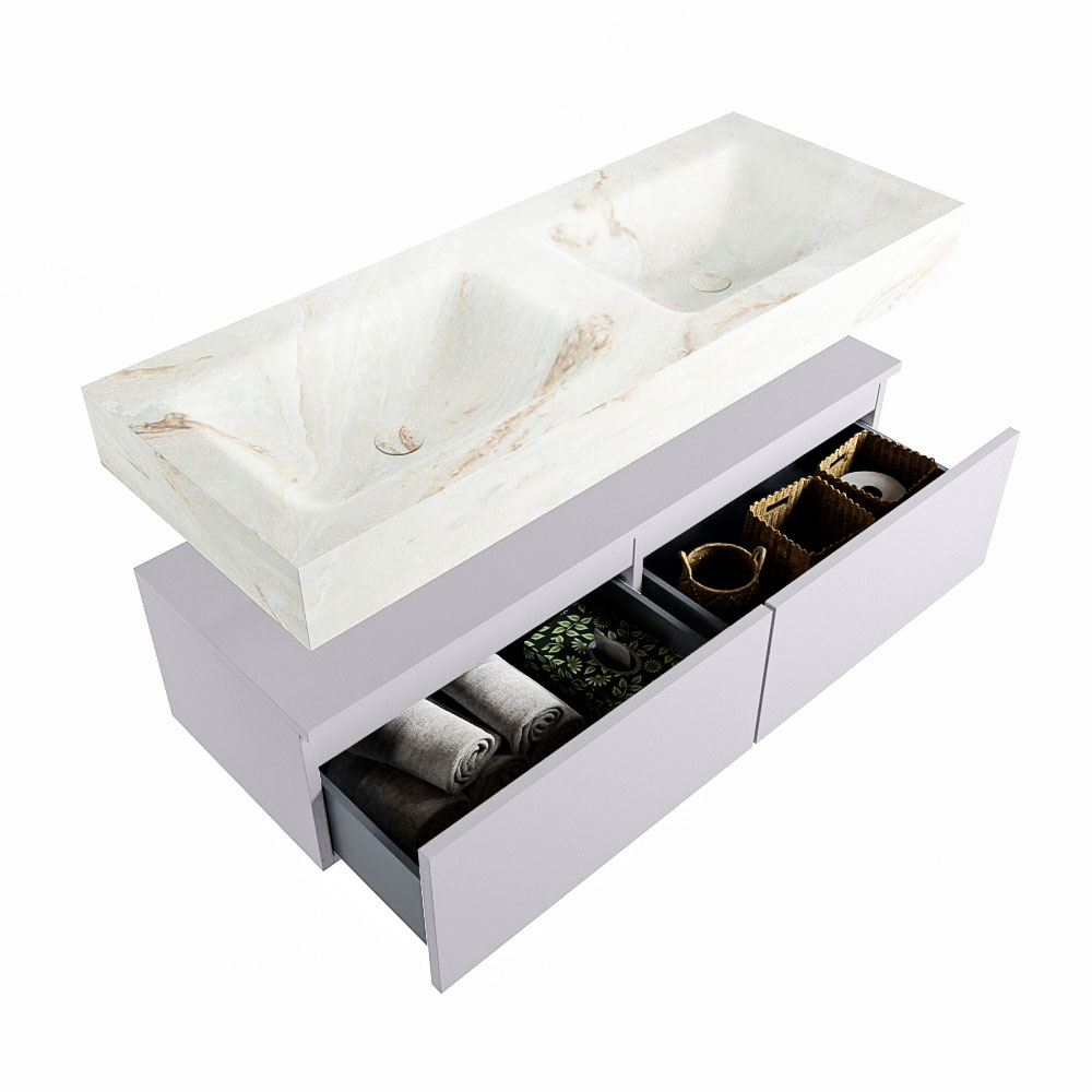 MONDIAZ ALAN-DLUX 120cm mueble de baño Cale 2 cajones. Lavabo CLOUD Doble 2 orificios color Frappe. 6 MONDIAZ ALAN-DLUX 120cm mueble de baño Cale 2 cajones. Lavabo CLOUD Doble 2 orificios color Frappe. - Imagen 6