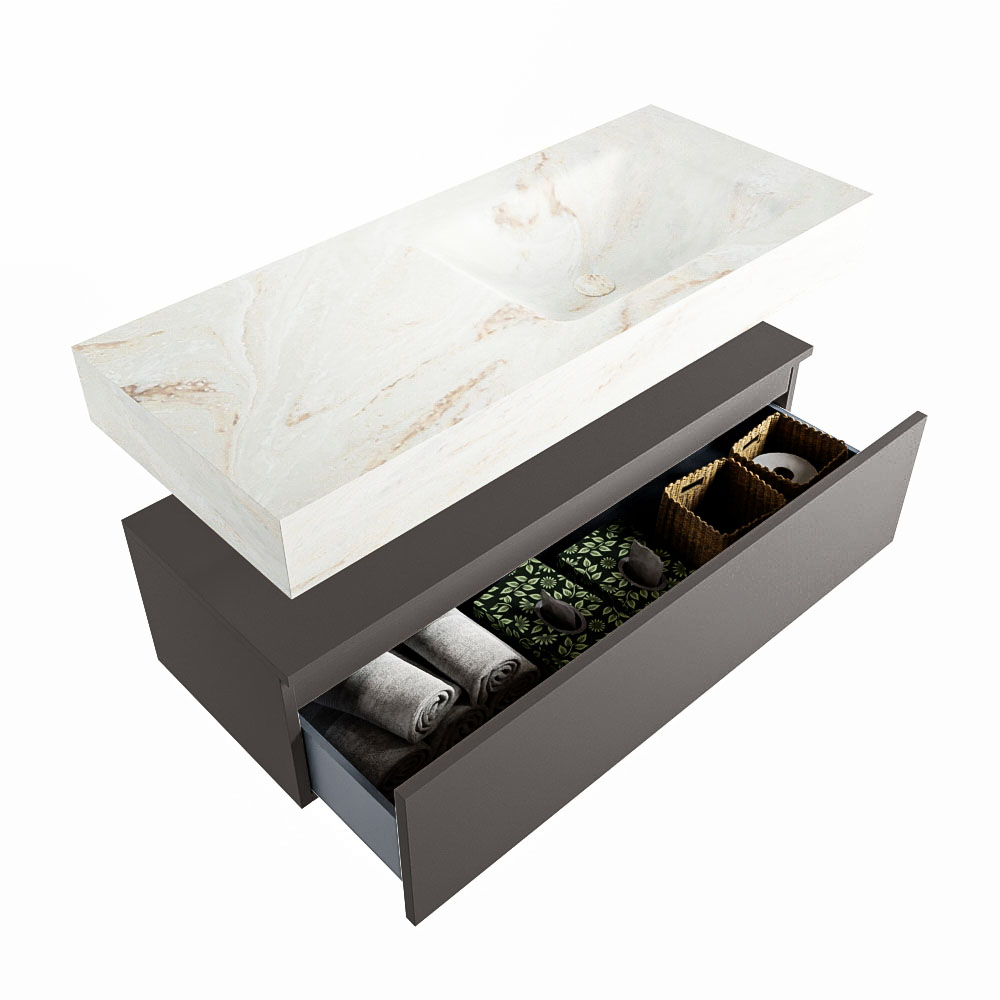 MONDIAZ ALAN-DLUX 110cm mueble de baño Dark Grey 1 cajón. Lavabo CLOUD Derecho sin orificios color Frappe. 6 MONDIAZ ALAN-DLUX 110cm mueble de baño Dark Grey 1 cajón. Lavabo CLOUD Derecho sin orificios color Frappe. - Imagen 6