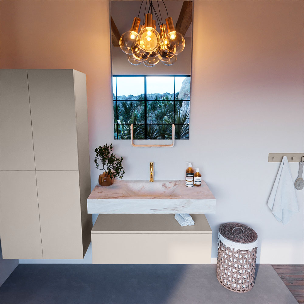 MONDIAZ ALAN-DLUX 100cm mueble de baño Linen 1 cajón. Lavabo CLOUD Centro 1 orificio color Frappe. 2 MONDIAZ ALAN-DLUX 100cm mueble de baño Linen 1 cajón. Lavabo CLOUD Centro 1 orificio color Frappe. - Imagen 2
