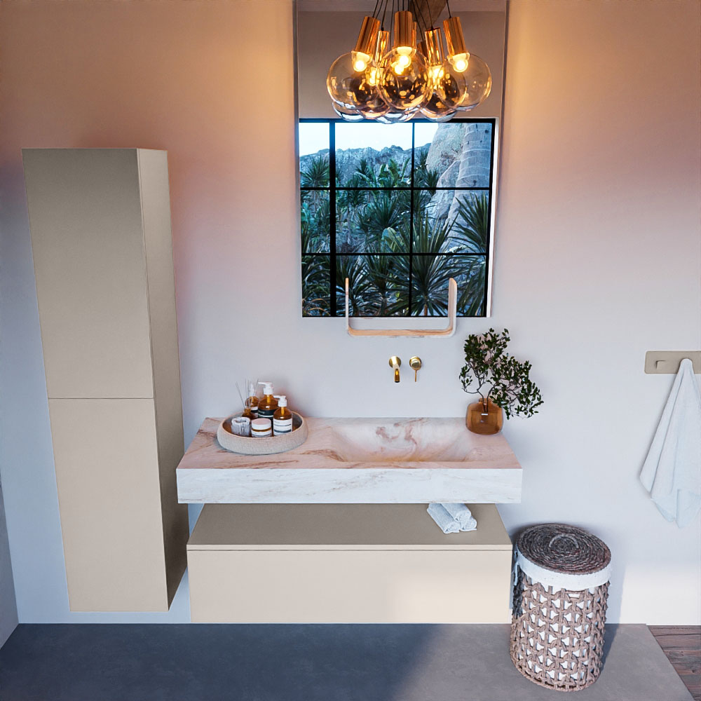 MONDIAZ ALAN-DLUX 110cm mueble de baño Linen 1 cajón. Lavabo CLOUD Derecho sin orificios color Frappe. 2 MONDIAZ ALAN-DLUX 110cm mueble de baño Linen 1 cajón. Lavabo CLOUD Derecho sin orificios color Frappe. - Imagen 2