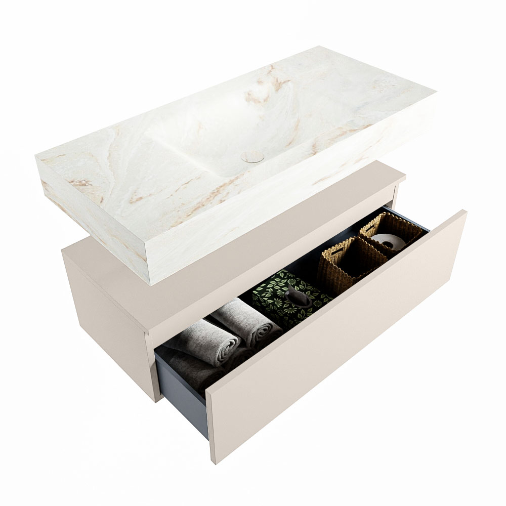 MONDIAZ ALAN-DLUX 100cm mueble de baño Linen 1 cajón. Lavabo CLOUD Centro 1 orificio color Frappe. 6 MONDIAZ ALAN-DLUX 100cm mueble de baño Linen 1 cajón. Lavabo CLOUD Centro 1 orificio color Frappe. - Imagen 6