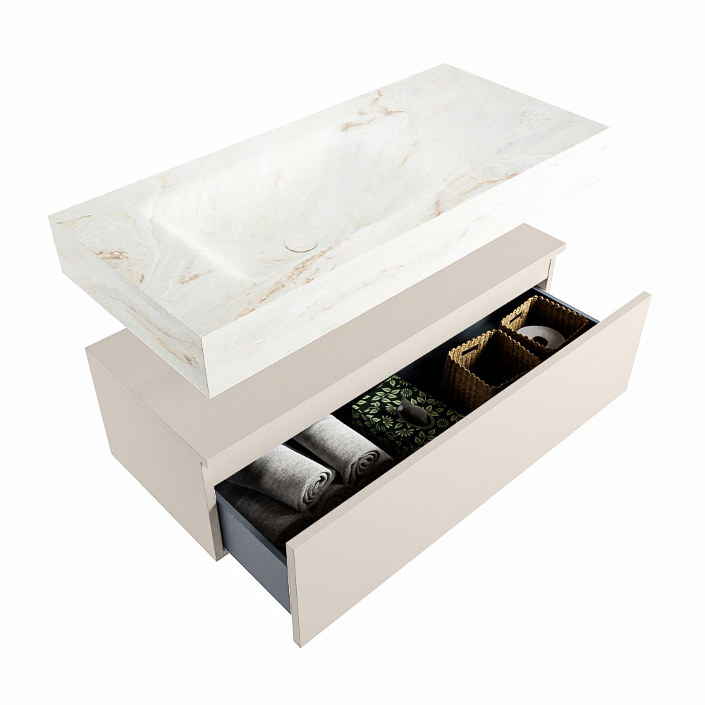 MONDIAZ ALAN-DLUX 100cm mueble de baño Linen 1 cajón. Lavabo CLOUD Izquierda 1 orificio color Frappe. 6 MONDIAZ ALAN-DLUX 100cm mueble de baño Linen 1 cajón. Lavabo CLOUD Izquierda 1 orificio color Frappe. - Imagen 6