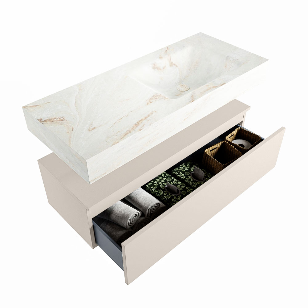 MONDIAZ ALAN-DLUX 110cm mueble de baño Linen 1 cajón. Lavabo CLOUD Derecho sin orificios color Frappe. 6 MONDIAZ ALAN-DLUX 110cm mueble de baño Linen 1 cajón. Lavabo CLOUD Derecho sin orificios color Frappe. - Imagen 6
