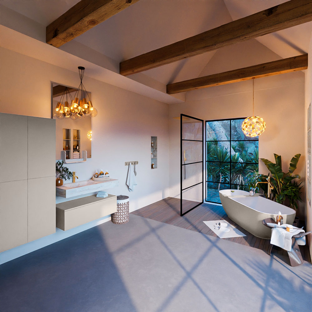 MONDIAZ ALAN-DLUX 100cm mueble de baño Linen 1 cajón. Lavabo CLOUD Izquierda 1 orificio color Frappe. 3 MONDIAZ ALAN-DLUX 100cm mueble de baño Linen 1 cajón. Lavabo CLOUD Izquierda 1 orificio color Frappe. - Imagen 3