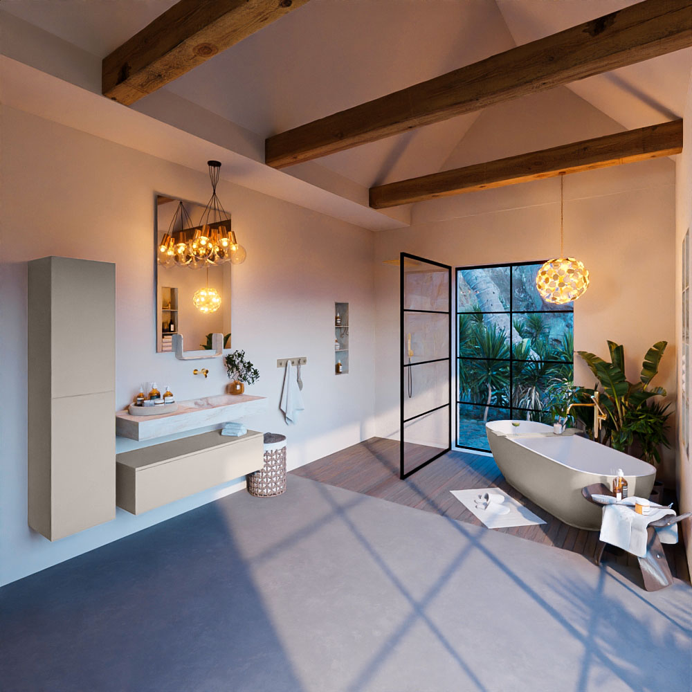 MONDIAZ ALAN-DLUX 110cm mueble de baño Linen 1 cajón. Lavabo CLOUD Derecho sin orificios color Frappe. 3 MONDIAZ ALAN-DLUX 110cm mueble de baño Linen 1 cajón. Lavabo CLOUD Derecho sin orificios color Frappe. - Imagen 3
