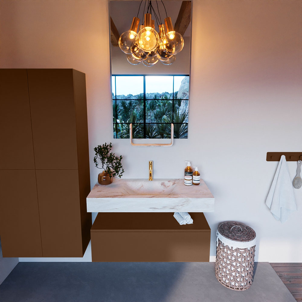 MONDIAZ ALAN-DLUX 100cm mueble de baño Rust 1 cajón. Lavabo CLOUD Centro 1 orificio color Frappe. 2 MONDIAZ ALAN-DLUX 100cm mueble de baño Rust 1 cajón. Lavabo CLOUD Centro 1 orificio color Frappe. - Imagen 2