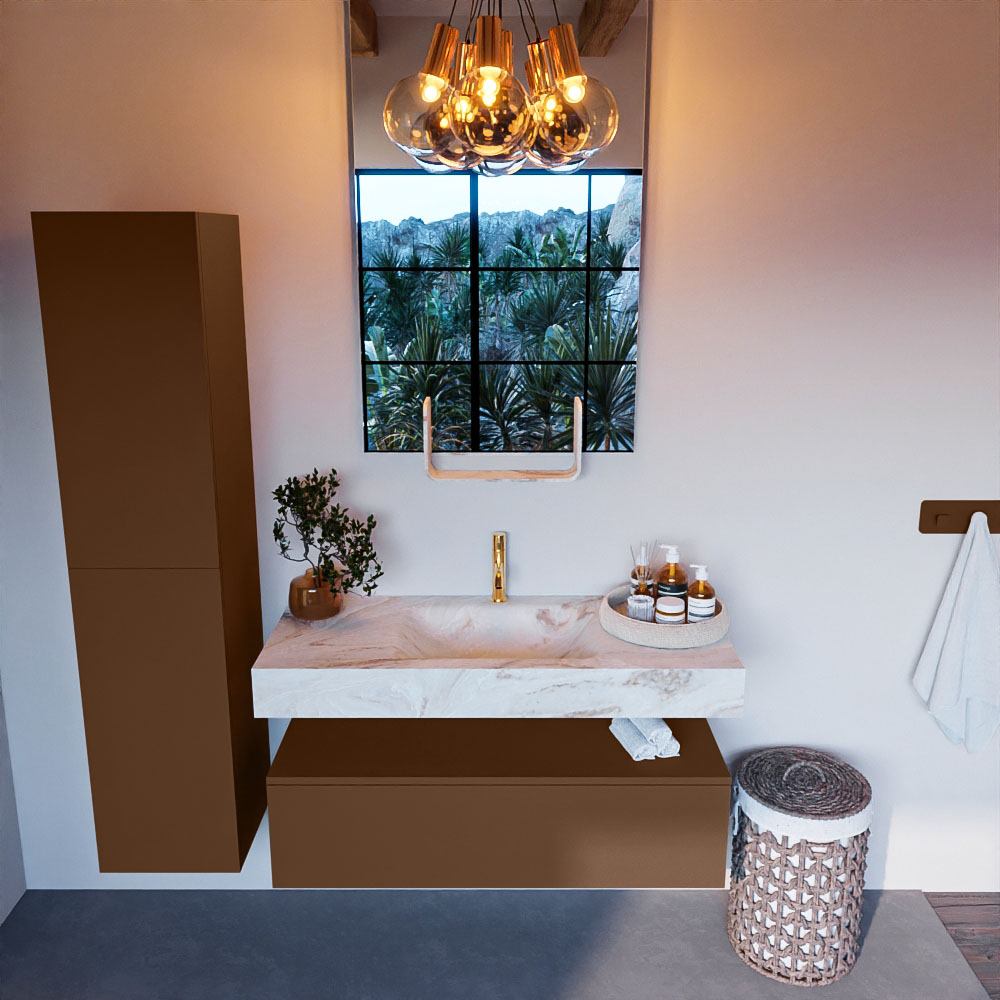 MONDIAZ ALAN-DLUX 110cm mueble de baño Rust 1 cajón. Lavabo CLOUD Centro 1 orificio color Frappe. 2 MONDIAZ ALAN-DLUX 110cm mueble de baño Rust 1 cajón. Lavabo CLOUD Centro 1 orificio color Frappe. - Imagen 2